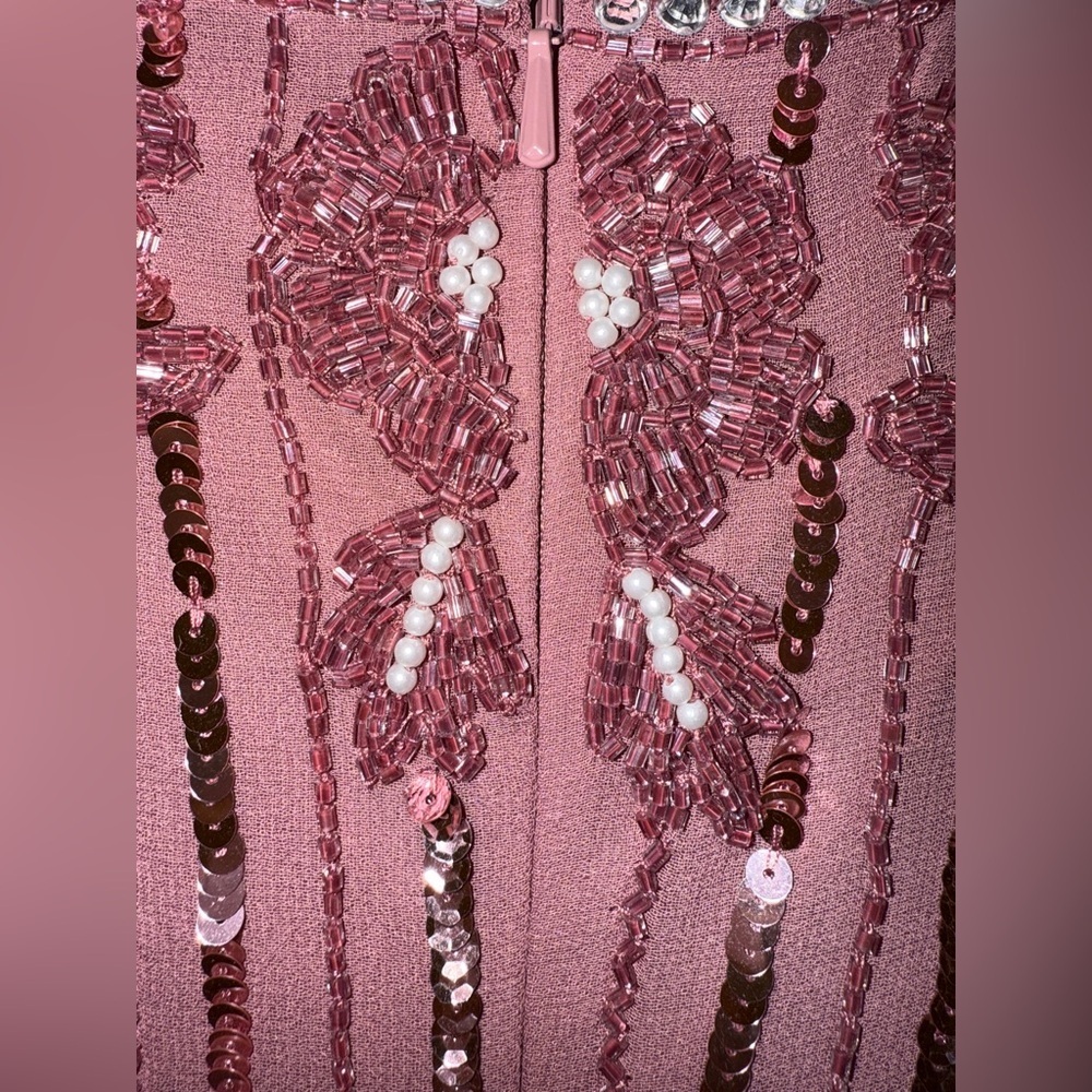NWT Mac Duggal Rose Pink Long Sleeve Embellished Dress size 8 - Picture 8 of 8